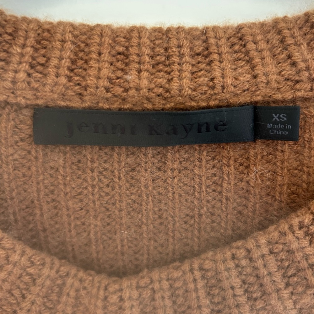 Jenni Kayne Cashmere Fisherman Crew Neck Sweater Chestnut color